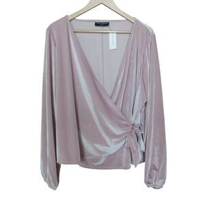 NEW Lane Bryant‎ Blouse Top Sz 22/24 Wrap Velvet Long Sleeves Party Formal